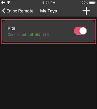 Enjox toy connected and paired in the app (step 3)